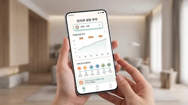 토닥스케치 앱의 월별 분석 횟수 및 색채 타임라인 분석 대시보드 화면